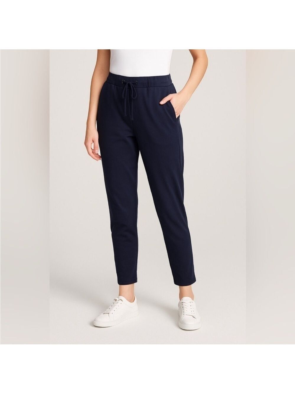 Badgley Mischka Navy Tapered Drawstring Pants - Size S